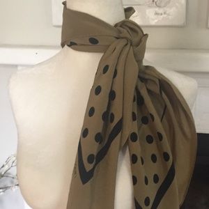 Calvin Klein olive and black polka dot scarf